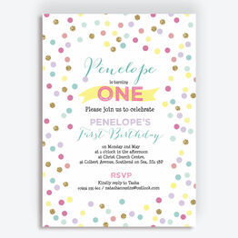 Pastel Confetti Children's Birthday Party Invitation
