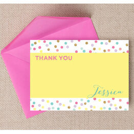Pastel Confetti Personalised Thank You Card