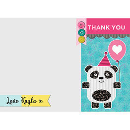 Panda Party Personalised Thank You Card