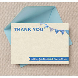 Vintage Blue Bunting Personalised Thank You Card