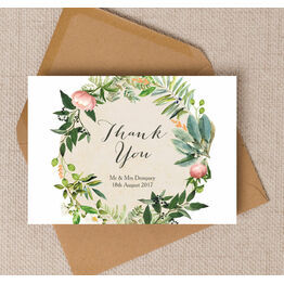 Flora Wreath Personalised Thank You Card