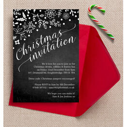 Chalkboard Style Personalised Christmas Party Invitation