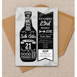 Beer Themed 21st Birthday Party Invitation