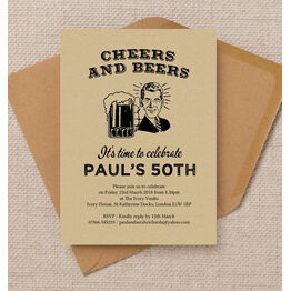 Cheers & Beers' Retro 50th Birthday Party Invitation