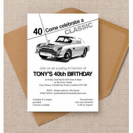 Stylish Classic Car 40th Birthday Party Invitation