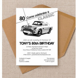 Stylish Classic Car 80th Birthday Party Invitation