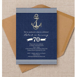Nautical / Sailing Themed 70th Birthday Party Invitation