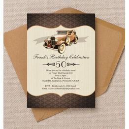 Vintage Car 50th Birthday Party Invitation