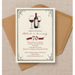 Vintage Wine Themed 70th Birthday Party Invitation
