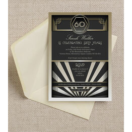 Black & Gold Art Deco 1920s 60th Birthday Party Invitation