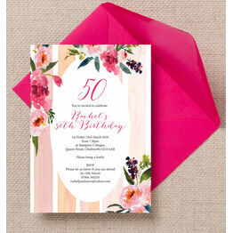 Painted Peonies Floral 50th Birthday Party Invitation