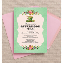 Vintage Afternoon Tea Themed 30th Birthday Party Invitation