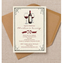 Vintage Red Wine Themed 70th Birthday Party Invitation