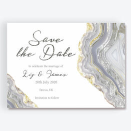 Agate Crystal Silver Grey Save the Date