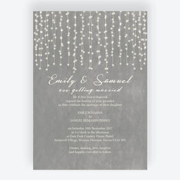 Dove Grey Fairy Lights Wedding Invitation