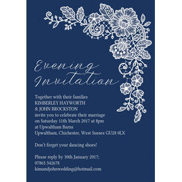 Floral Lace Evening Reception Invitation