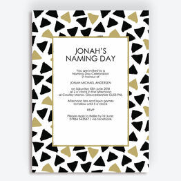 Black & Gold Naming Day Ceremony Invitation