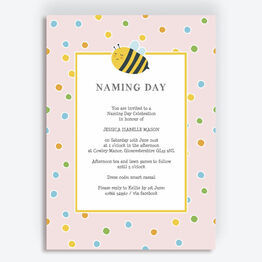 Bumble Bees Naming Day Ceremony Invitation - Pink