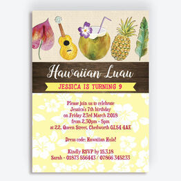Hawaiian Hula / Luau Birthday Party Invitation