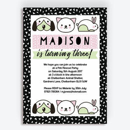 Pet Rescue Birthday Party Invitation - Pink