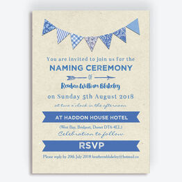 Blue Bunting Naming Ceremony Day Invitation
