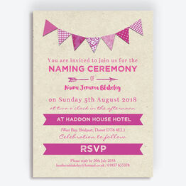Pink Bunting Naming Ceremony Day Invitation