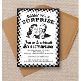 Retro Surprise Birthday Party Invitation