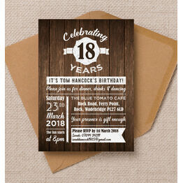 Rustic Wooden Background Birthday Party Invitation