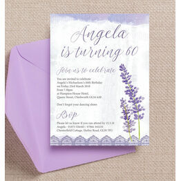 Lilac & Lavender Themed Birthday Party Invitation