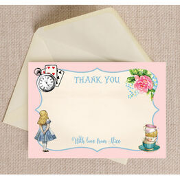 Pink & Blue Alice in Wonderland Thank You Card