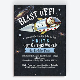 Spaceman / Astronaut Themed Birthday Party Invitation