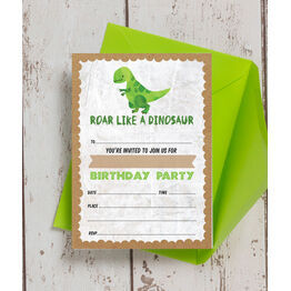 Pack of 10 Dinosaur Themed Party Invitations