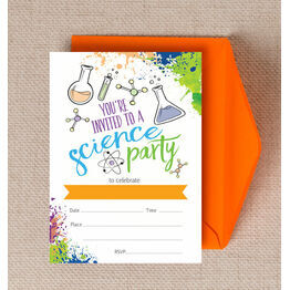 Pack of 10 Science Themed Party Invitations