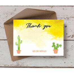 Cactus Themed Personalised Thank You Card