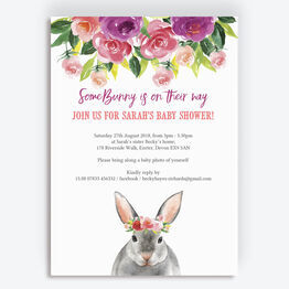 Flower Crown Bunny Rabbit Baby Shower Invitation