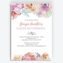 Pastel Floral Naming Day Ceremony Invitation