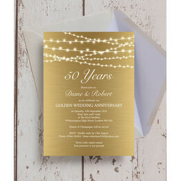 Gold Fairy Lights 50th / Golden Wedding Anniversary Invitation
