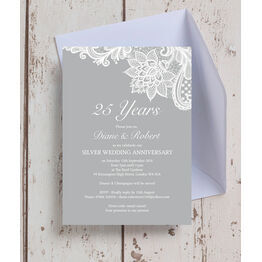 Vintage Lace Themed 25th / Silver Wedding Anniversary Invitation