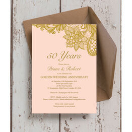 Gold Lace Inspired 50th / Golden Wedding Anniversary Invitation