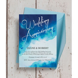 Blue Watercolour 25th / Silver Wedding Anniversary Invitation