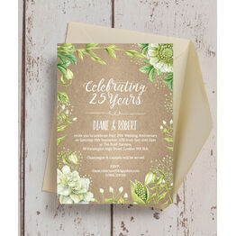 Rustic Greenery 25th / Silver Wedding Anniversary Invitation