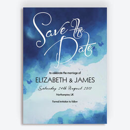 Blue Watercolour Wedding Save the Date
