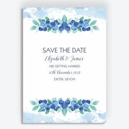 Watercolour Blueberries Wedding Save the Date