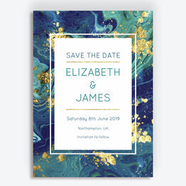 Teal & Gold Ink Wedding Save the Date