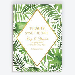 Tropical Leaves Wedding Save the Date
