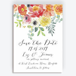 Coral & Blush Flowers Wedding Save the Date