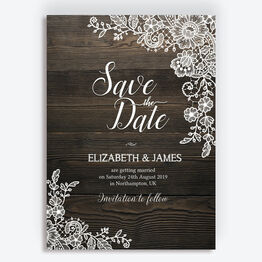 Rustic Wood & Lace Wedding Save the Date
