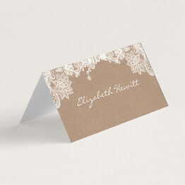 Rustic Lace Folded Wedding Place Cards