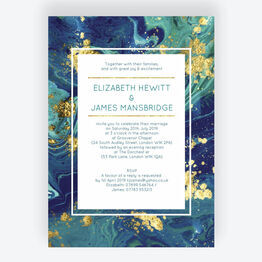 Teal & Gold Ink Wedding Invitation
