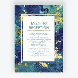 Teal & Gold Ink Evening Reception Invitation